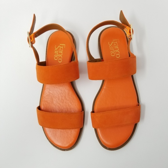 Franco Sarto - Velocity Orange Leather Sandals - Picture 2 of 8